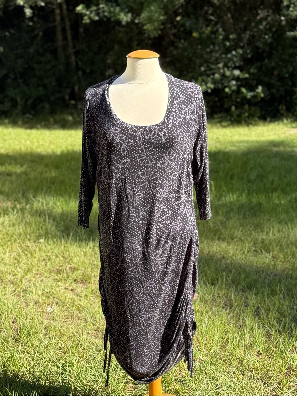 Terra & Sky Black Dot-Print Scoop Neck Dress Size XL (CDR0003)